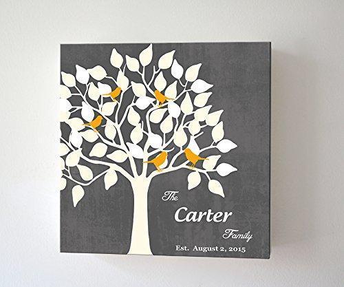 Personalized Unique Family Tree - Stretched Canvas Wall Art - Make Your Wedding & Anniversary Gifts Memorable - Color - Gray - B01IFBS46C