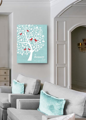 Personalized Unique Family Tree - Stretched Canvas Wall Art - Make Your Wedding & Anniversary Gifts Memorable - Unique Decor - Color Beige # 1 - 30-DAY - Color - Aqua # 1 - B01L7IB99O-MuralMax Interiors