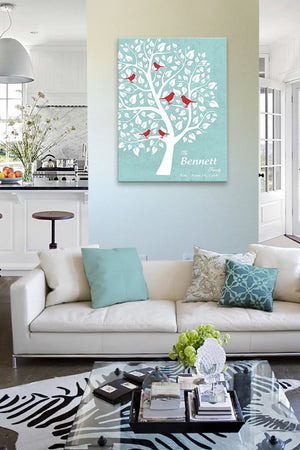 Personalized Unique Family Tree - Stretched Canvas Wall Art - Make Your Wedding & Anniversary Gifts Memorable - Unique Decor - Color Beige # 1 - 30-DAY - Color - Aqua # 1 - B01L7IB99O-MuralMax Interiors
