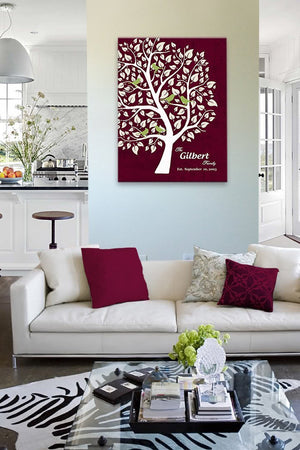 Personalized Unique Family Tree - Stretched Canvas Wall Art - Make Your Wedding & Anniversary Gifts Memorable - Unique Decor - Color Beige # 1 - 30-DAY - Color - Burgundy - B01L7IB99O-MuralMax Interiors
