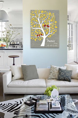 Personalized Unique Family Tree - Stretched Canvas Wall Art - Make Your Wedding & Anniversary Gifts Memorable - Unique Decor - Color Beige # 1 - 30-DAY - Color - Gray # 3 - B01L7IB99O-MuralMax Interiors