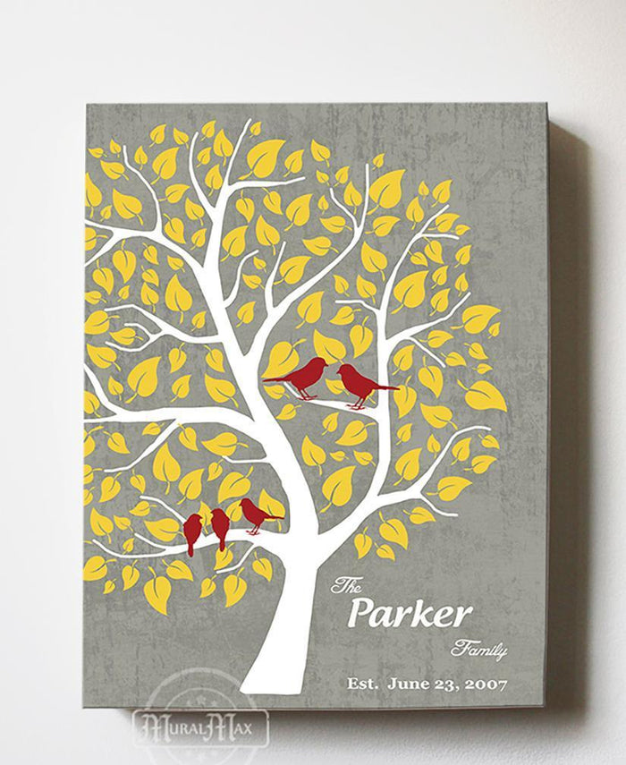 Personalized Unique Family Tree - Stretched Canvas Wall Art - Make Your Wedding & Anniversary Gifts Memorable - Unique Decor - Color Beige # 1 - 30-DAY - Color - Gray # 3 - B01L7IB99O