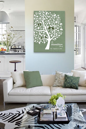 Personalized Unique Family Tree - Stretched Canvas Wall Art - Make Your Wedding & Anniversary Gifts Memorable - Unique Decor - Color Beige # 1 - 30-DAY - Color - Green - B01L7IB99O-MuralMax Interiors