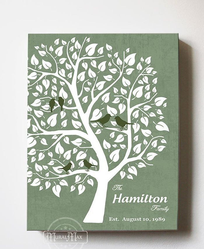 Personalized Unique Family Tree - Stretched Canvas Wall Art - Make Your Wedding & Anniversary Gifts Memorable - Unique Decor - Color Beige # 1 - 30-DAY - Color - Green - B01L7IB99O