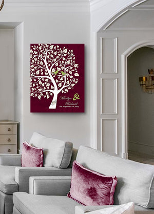 Personalized Unique Family Tree - Stretched Canvas Wall Art - Make Your Wedding & Anniversary Gifts Memorable - Unique Decor - Color - Burgundy - B01I0AODJK-MuralMax Interiors