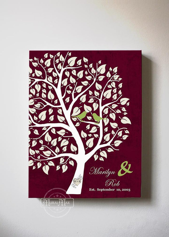 Personalized Unique Family Tree - Stretched Canvas Wall Art - Make Your Wedding & Anniversary Gifts Memorable - Unique Decor - Color - Burgundy - B01I0AODJK