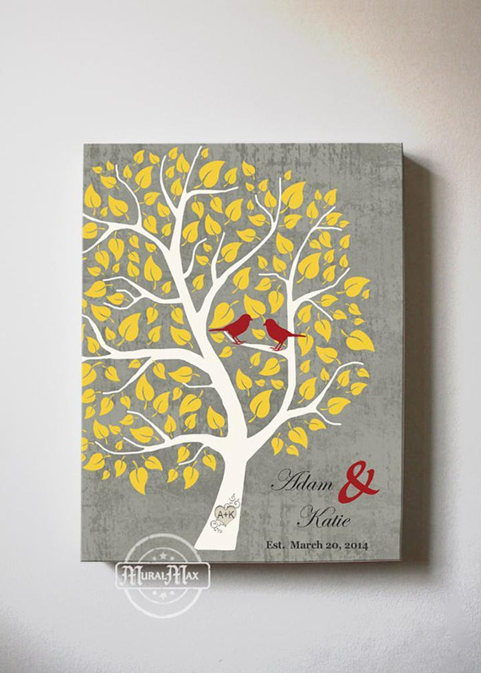 Personalized Unique Family Tree - Stretched Canvas Wall Art - Make Your Wedding & Anniversary Gifts Memorable - Unique Decor - Color - Gray # 5 - B01I0AODJK