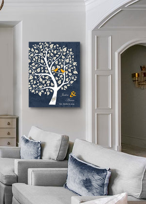 Personalized Unique Family Tree - Stretched Canvas Wall Art - Make Your Wedding & Anniversary Gifts Memorable - Unique Decor - Color - Navy - B01I0AODJK-MuralMax Interiors