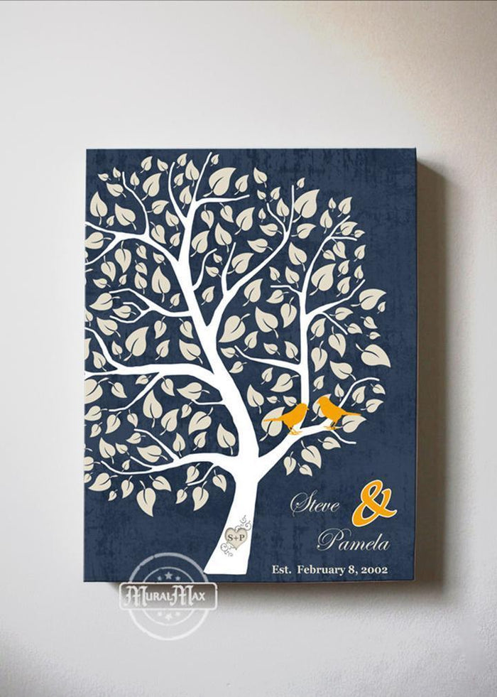 Personalized Unique Family Tree - Stretched Canvas Wall Art - Make Your Wedding & Anniversary Gifts Memorable - Unique Decor - Color - Navy - B01I0AODJK