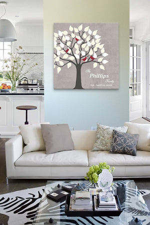 Personalized Wedding Anniversary Gift For Couple - Family Tree Canvas Art - Color - Gray # 2 - B01IFBS46C-MuralMax Interiors