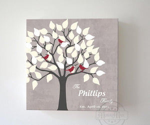 Personalized Wedding Anniversary Gift For Couple - Family Tree Canvas Art - Color - Gray # 2 - B01IFBS46C-MuralMax Interiors