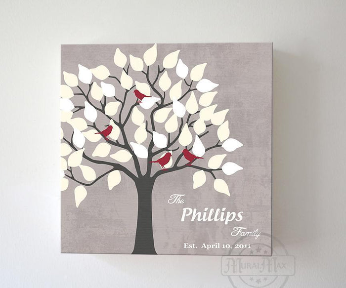 Personalized Wedding Anniversary Gift For Couple - Family Tree Canvas Art - Color - Gray # 2 - B01IFBS46C