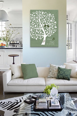 Personalized Wedding Gift Family Tree Canvas Wall Art - Make Your Wedding & Anniversary Gifts Memorable - Unique Decor - Color - Green # 1 - B01I0AODJK-MuralMax Interiors