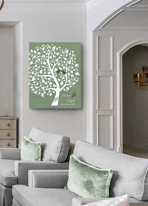 Personalized Wedding Gift Family Tree Canvas Wall Art - Make Your Wedding & Anniversary Gifts Memorable - Unique Decor - Color - Green # 1 - B01I0AODJK-MuralMax Interiors