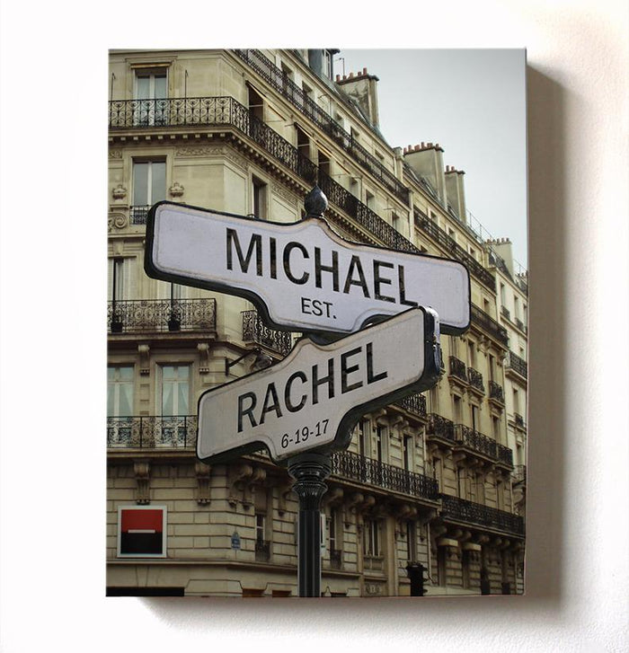 Personalized Wedding Gift Street Sign Art - Cross Road Custom Canvas Art Gift for Couples