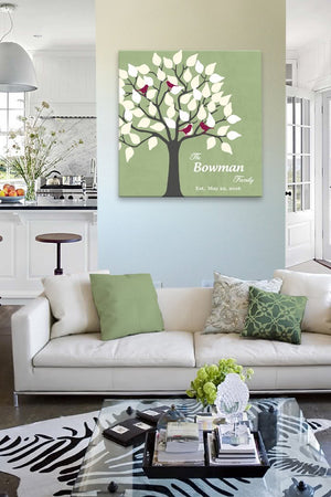 Personalized Wedding Tree Gift - Family Tree Stretched Canvas Wall Art - Unique Wall Decor - Color - Green - B01IFBS46C-MuralMax Interiors