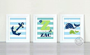 Personalized Whale Theme - Set of 3 - Unframed Prints-B01CRT6P8M-MuralMax Interiors