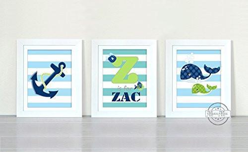 Personalized Whale Theme - Set of 3 - Unframed Prints-B01CRT6P8M