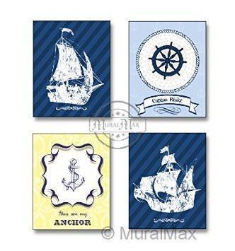 Personalized - You Are My Anchor Nautical Sailboat Theme - Unframed Print - Set of 4-B018KOB3YY