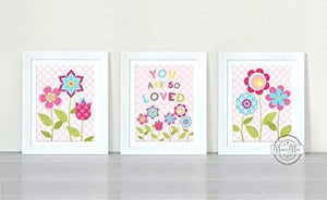 Polka Dot Floral Quote - You Are So Loved Theme - Unframed Prints - Set of 3-B018KOB2IG-MuralMax Interiors