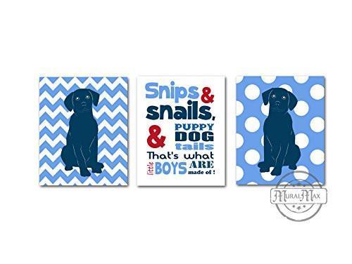 Polka Dots & Chevron Inspirational Puppy Dog Theme - Set of 3 - Unframed Prints-B01CRMIY2O