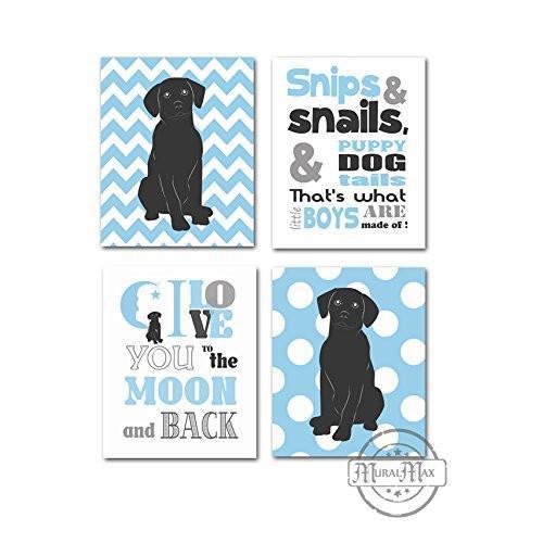 Polka Dots Inspirational Puppy Dog Quote - Set of 4 - Unframed Prints-B01CRT69VK