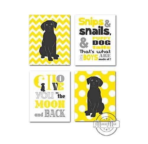 Polka Dots Inspirational Puppy Dog Rhyme - Set of 4 - Unframed Prints-B01CRMJCQQ