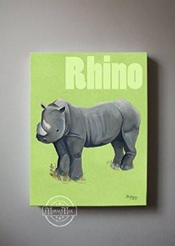 Rhino Jungle Nursery Collection - Canvas Decor - Boys Room Decor-B018ISNUUC-MuralMax Interiors