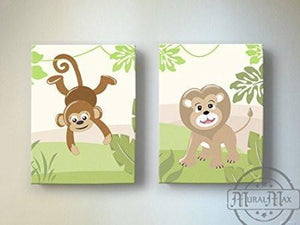 Safari Monkey & Lion Collection - Canvas Decor - Set of 2-B018ISNRNW-MuralMax Interiors