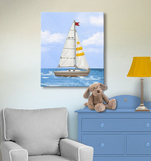 Sailboat Nautical Nursery Art - Boy Room Nautical Canvas Art - Sailboat Painting - Sailboat Decor-MuralMax Interiors