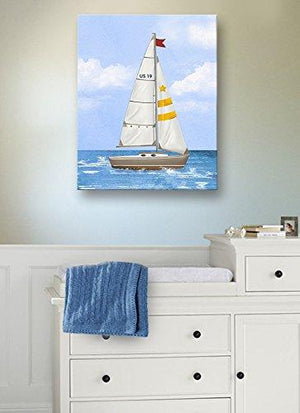 Sailboat Nautical Nursery Art - Boy Room Nautical Canvas Art - Sailboat Painting - Sailboat Decor-MuralMax Interiors