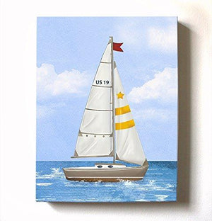 Sailboat Nautical Nursery Art - Boy Room Nautical Canvas Art - Sailboat Painting - Sailboat Decor-MuralMax Interiors