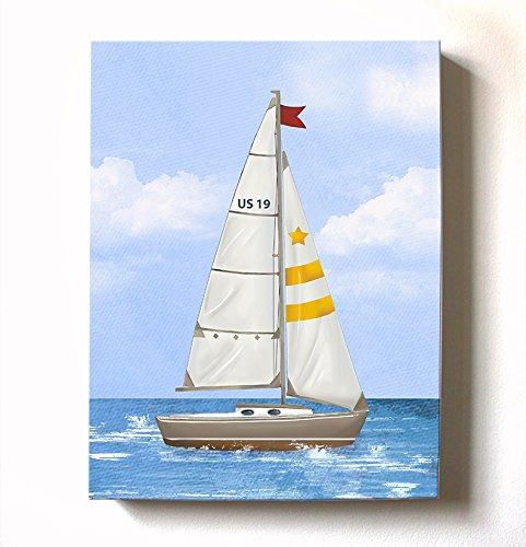 Sailboat Nautical Nursery Art - Boy Room Nautical Canvas Art - Sailboat Painting - Sailboat Decor