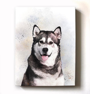 Siberian Husky Wall Art - Dog Portrait Watercolor Painting Canvas Art - Animal Illustration - Home Decor - Contemporary Dog Wall ArtHomeMuralMax Interiors