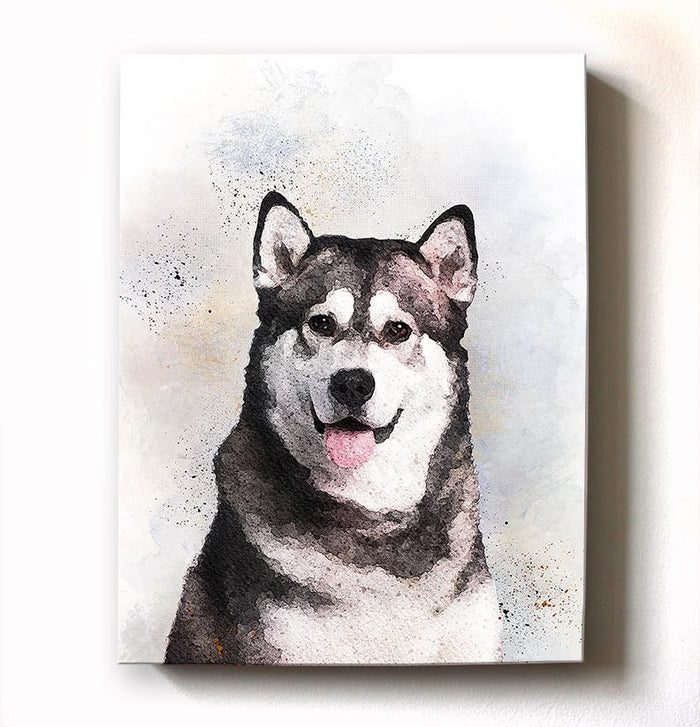 Siberian Husky Wall Art - Dog Portrait Watercolor Painting Canvas Art - Animal Illustration - Home Decor - Contemporary Dog Wall Art
