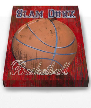 Slam Dunk Vintage Basketball Canvas Wall Art for Boys Room Or Man Cave-MuralMax Interiors