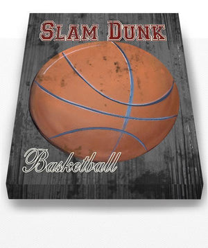 Slam Dunk Vintage Basketball Canvas Wall Art for Boys Room Or Man Cave-MuralMax Interiors
