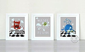Splish Splash I'm Taking A Bath Guys Theme - Set of 3 - Unframed Prints-B01CRT5UA6-MuralMax Interiors