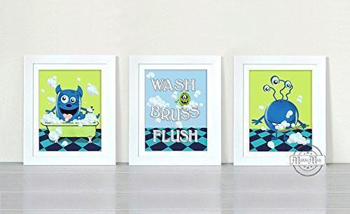 Splish Splash I'm Taking A Bath Guys Theme - Set of 3 - Unframed Prints-B01CRT9ROQ