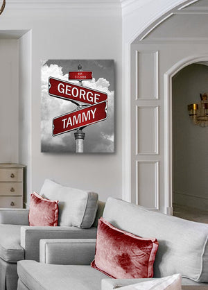 Street Sign Personalized with Couple's Names Anniversary Date-MuralMax Interiors