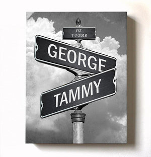 Street Sign Personalized with Couple's Names Anniversary Date-MuralMax Interiors
