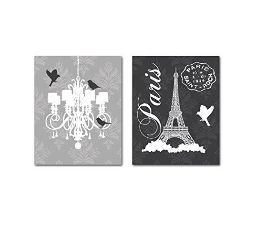 The Eiffel Tower & Chandelier Collection - Set of 2 - Unframed Prints-B01CRMK4W2