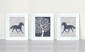 The Horse & Tree Collection - Set of 3 - Unframed Prints-B01CRT63I4-MuralMax Interiors