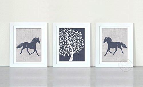 The Horse & Tree Collection - Set of 3 - Unframed Prints-B01CRT63I4