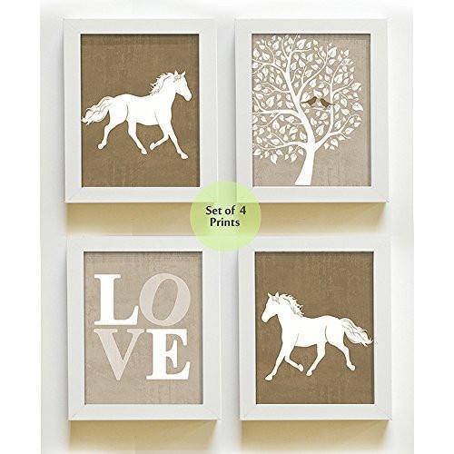 The Horse & Tree Collection - Set of 4 - Unframed Prints-B01CRT6D48