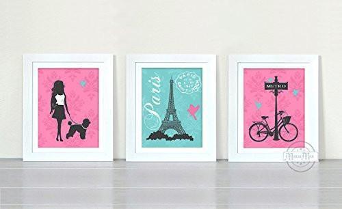 The Paris Park Theme - Set of 3 - Unframed Prints-B01CRMIN9S
