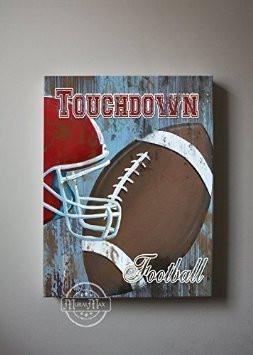 Touchdown Football Rustic Boys Room Decor - Vintage Football Canvas Wall Art-MuralMax Interiors