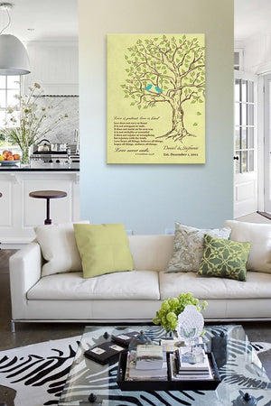 Unique Gift for Couple - Birthday Gift - Family Tree Canvas Wall Art Personalized Wedding & Anniversary Gift - Yellow-MuralMax Interiors
