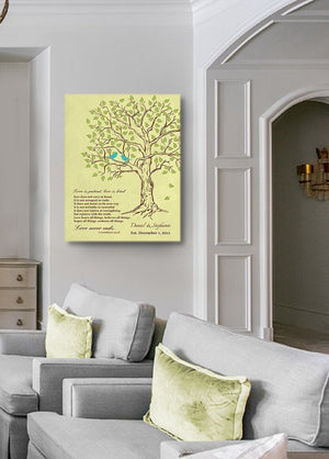 Unique Gift for Couple - Birthday Gift - Family Tree Canvas Wall Art Personalized Wedding & Anniversary Gift - Yellow-MuralMax Interiors