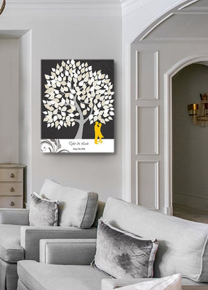 Unique Guest Book Alternative - Personalized Wedding Guestbook Tree Canvas Art - CharcoalHomeMuralMax Interiors